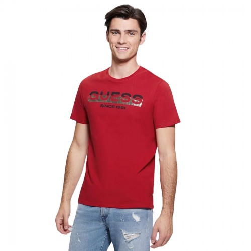GUESS T-SHIRT UOMO MAGLIA COTONE JERSEY STRETCH LOGO FRONTALE M4RI60K9RM1