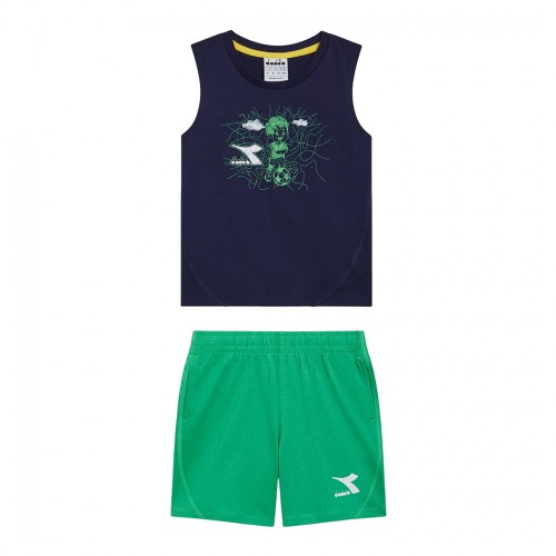 DIADORA JB.SET SL RIDDLE COMPLETO COTONE BAMBINO CANOTTA PANTALONCINI 102.180454