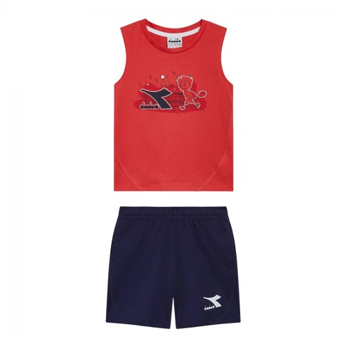 DIADORA JB.SET SL RIDDLE COMPLETO COTONE BAMBINO CANOTTA PANTALONCINI 102.180454