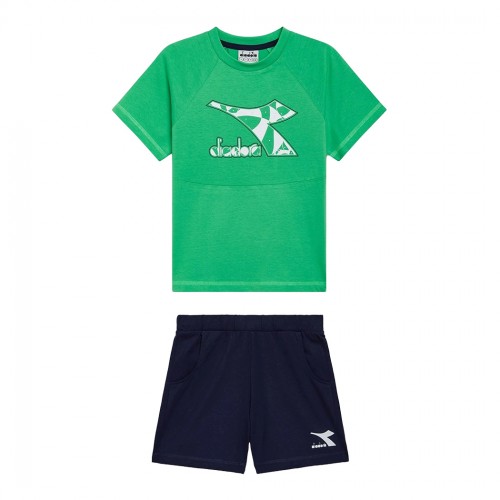DIADORA JB.SET SS RIDDLE COMPLETO COTONE BAMBINO T-SHIRT PANTALONCINI 102.180455