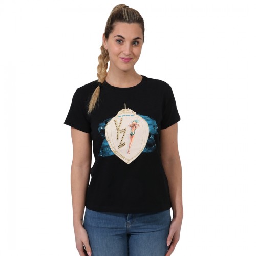 YES-ZEE T-SHIRT DONNA RAGAZZA GIRL MAGLIA LOGO MAGLIETTA COTONE STRASS T264/TL00