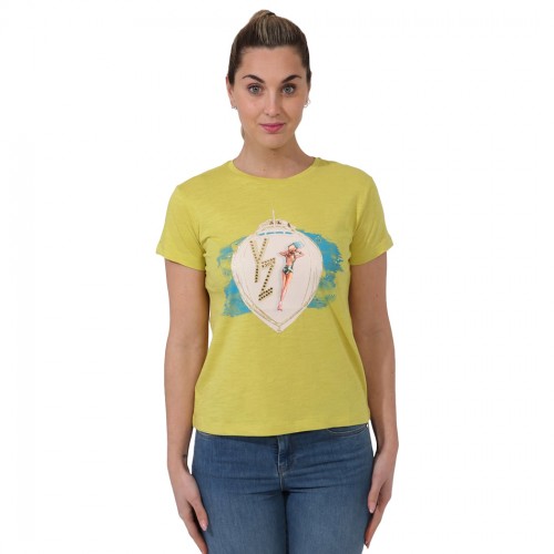 YES-ZEE T-SHIRT DONNA RAGAZZA GIRL MAGLIA LOGO MAGLIETTA COTONE STRASS T264/TL00