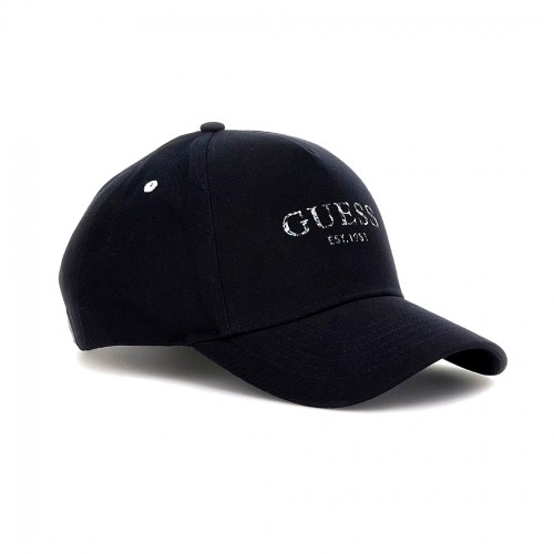 GUESS CAPPELLO BERRETTO VISIERA HAT UOMO TELA COTONE LOGO FRONTALE M4YZ10WF8V0