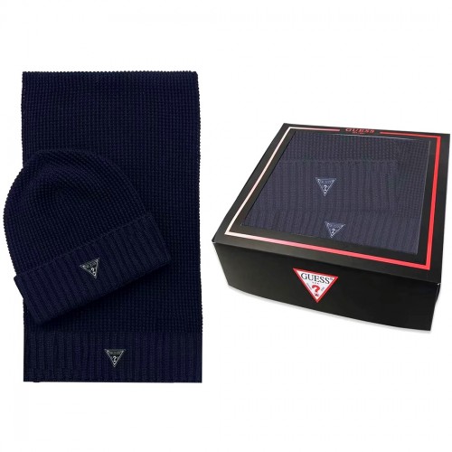 GUESS COMPLETO SET SCIARPA CAPPELLO UOMO INVERNALE SCATOLA REGALO M4BZ14Z2W80