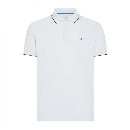 SUN68 POLO T-SHIRT UOMO PIQUET COTONE LOGO RICAMATO DETTAGLI A CONTRASTO A36111