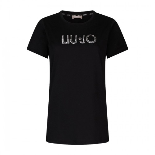 LIU JO T-SHIRT CON STRASS DONNA RAGAZZA MAGLIA LOGO MAGLIETTA COTONE TA6056JS923