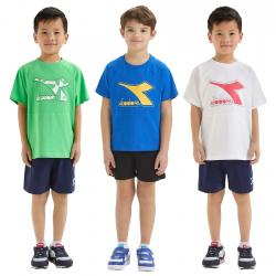 DIADORA JB.SET SS RIDDLE COMPLETO COTONE BAMBINO T-SHIRT PAN
