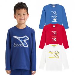 DIADORA JG.T-SHIRT LS LOGO MAGLIA BAMBINO COTONE MANICA LUNG