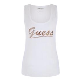 GUESS CANOTTA DONNA LOGO FRONTALE STRASS MAGLIA TOP COS