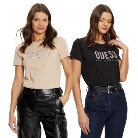 GUESS T-SHIRT MAGLIA MAGLIETTA DONNA LOGO FRONTALE PAIL