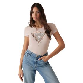 GUESS T-SHIRT MAGLIA MAGLIETTA DONNA LOGO FRONTALE TRIA