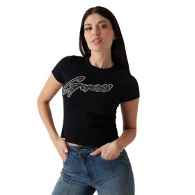GUESS T-SHIRT MAGLIA MAGLIETTA DONNA LOGO CON BORCHIE C