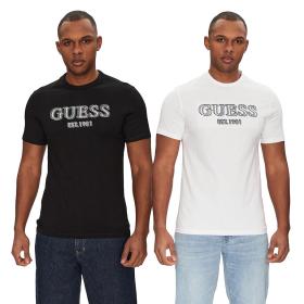 GUESS T-SHIRT UOMO MAGLIA COTONE JERSEY STRETCH LOGO FR