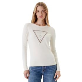 GUESS MAGLIA DONNA LOGO FRONTALE CON STRASS VISCOSA INV