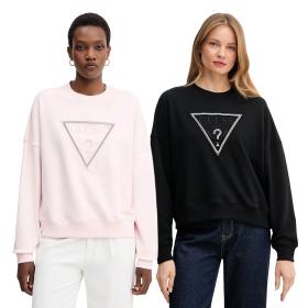GUESS FELPA DONNA LOGO TRIANGOLO APPLICAZIONI STRASS MA