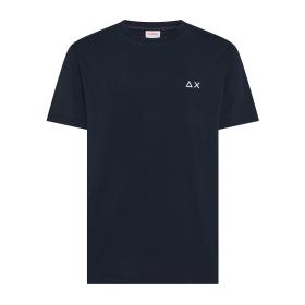SUN68 T-SHIRT UOMO JERSEY COTONE GIROCOLLO LOGO RICAMAT